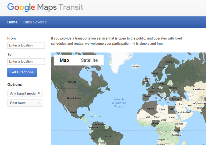 google transit screen